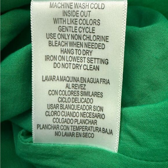 Gianni Bini Green Eyelet Wrap Mini Dress Tie Waist Spaghetti Strap Medium - Picture 5 of 6